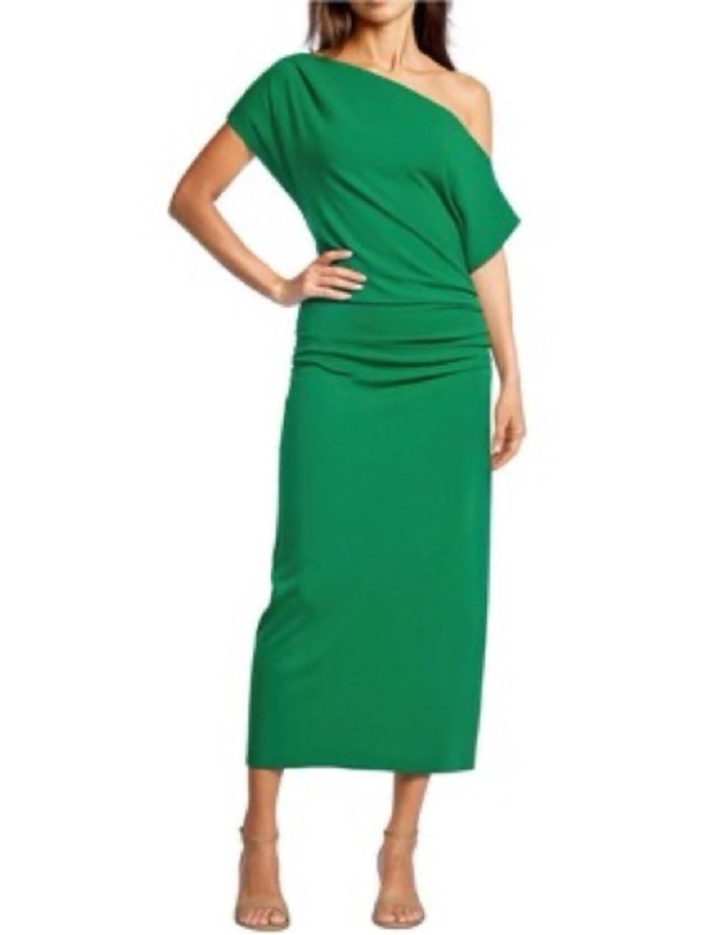 Gibson Latimer Emerald Green One Shoulder/Cowl Neck Maxi Dress